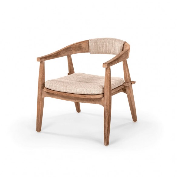 Fauteuil de jardin FRESCO en teck recyclé avec coussin d’assise