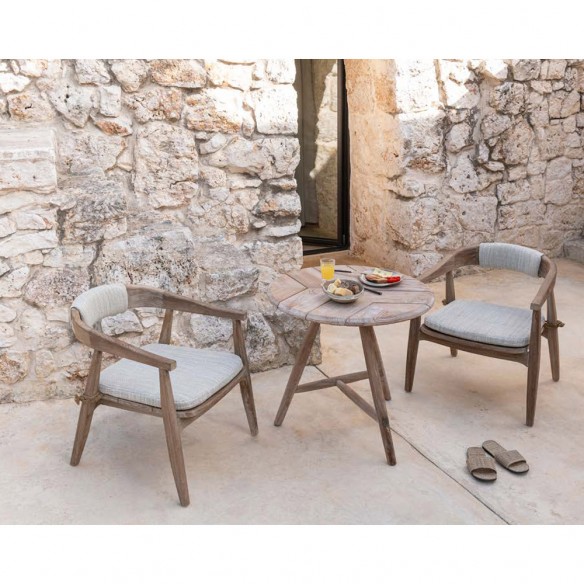 Fauteuil de jardin FRESCO en teck recyclé avec coussin d’assise
