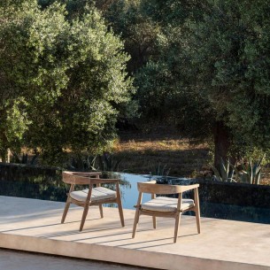 Fauteuil de jardin FRESCO en teck recyclé avec coussin d’assise