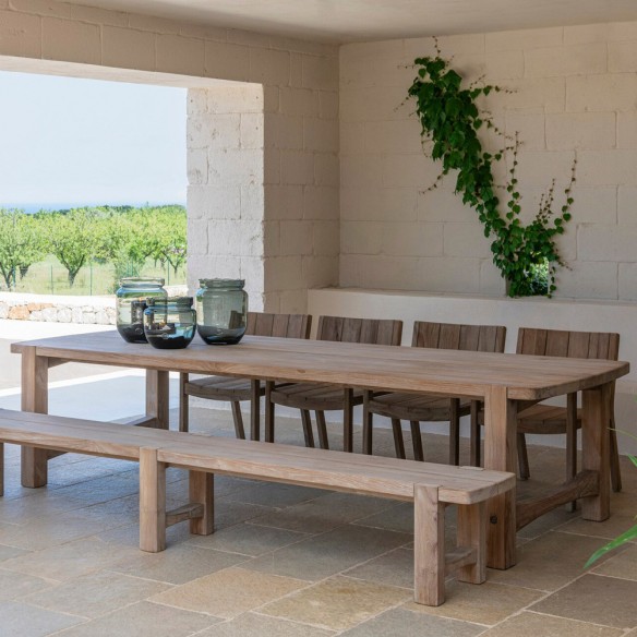 JUNO Outdoor Dining Table in Natural Reclaimed Teak W310 H76cm