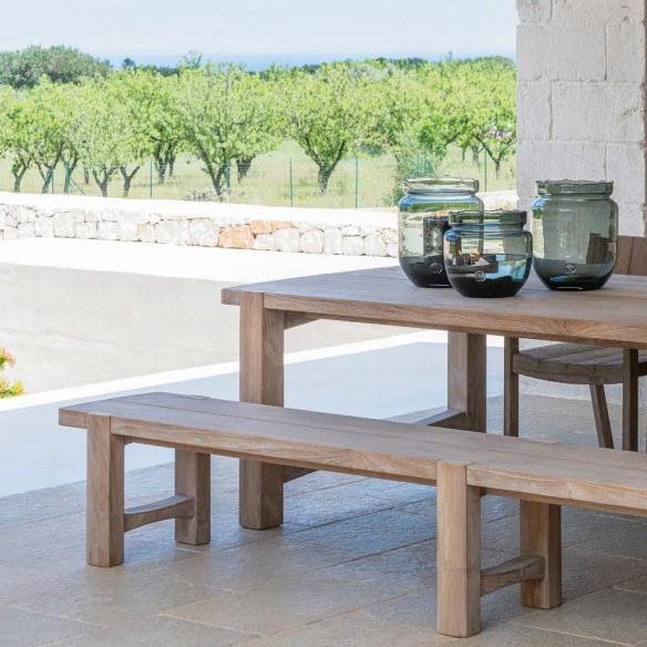 Table de jardin JUNO en teck recyclé gris naturel L310 H76cm