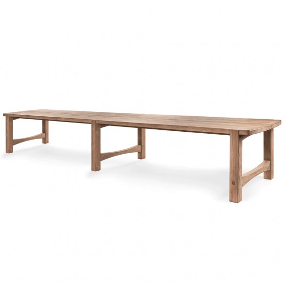 Table de jardin JUNO en teck recyclé gris naturel L450 H76cm