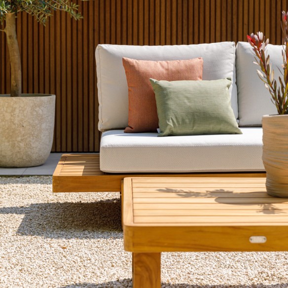 Salon de jardin JURA DUNE 5 places en teck avec tables d'appoint flottantes