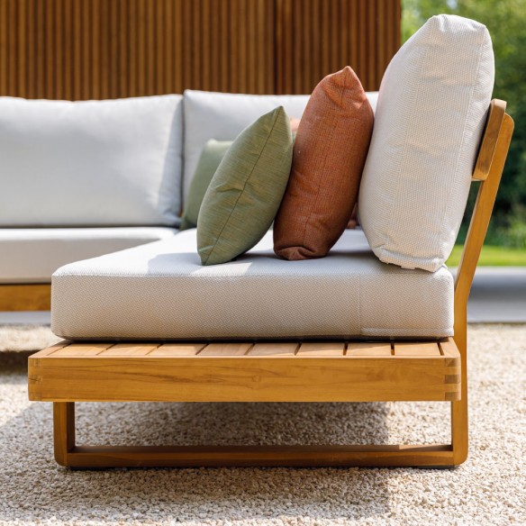 Salon de jardin JURA DUNE 5 places en teck avec tables d'appoint flottantes