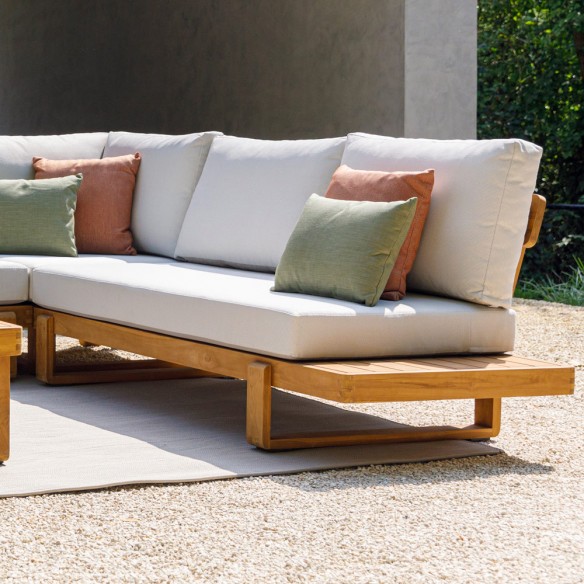 Salon de jardin JURA DUNE 5 places en teck avec tables d'appoint flottantes