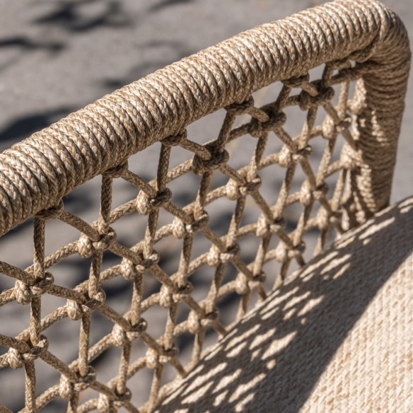 Ensemble Table de jardin ovale PETRA en teck L240 avec 6 chaises PALOMA taupe coussin beige crème