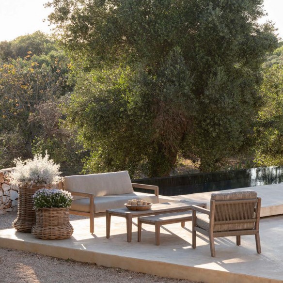 Fauteuil de jardin MALO en teck recyclé gris naturel