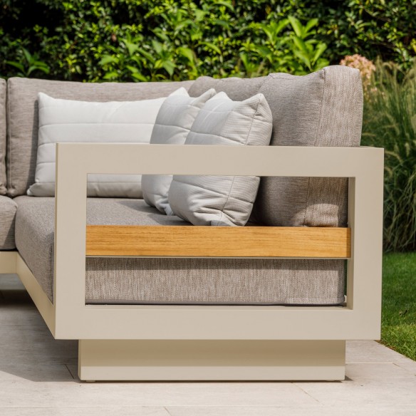 HIMALAYA Lounge Set 8 Seater in Aluminium Beige with Teak Coffee Table