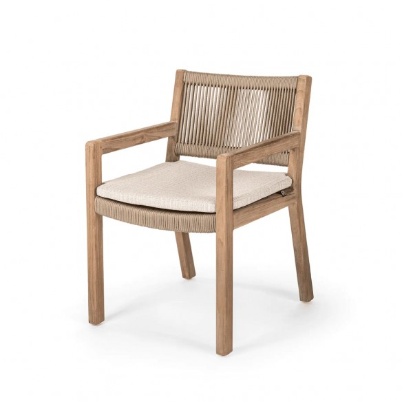 MALO Dining Chair in Reclaimed Teak with a Rope Backrest