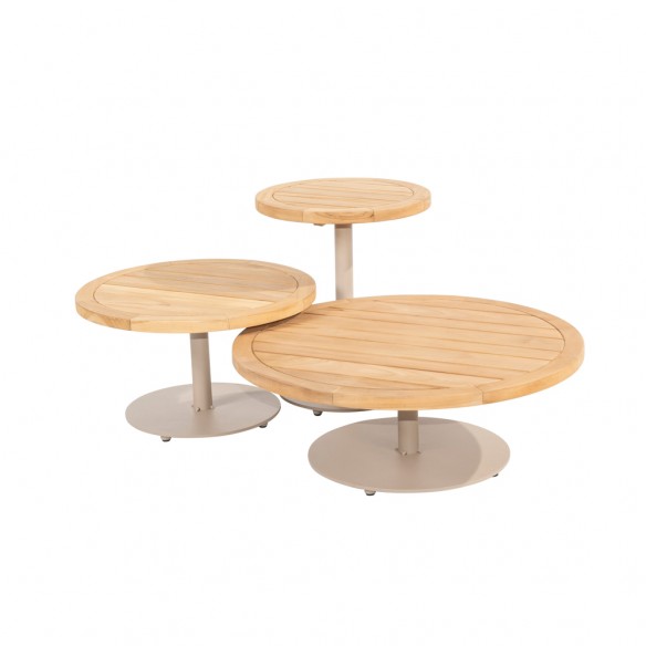 SERENA Lounge Set 5 Seater Aluminium Frame with Round Teak Coffee and Side Tables
