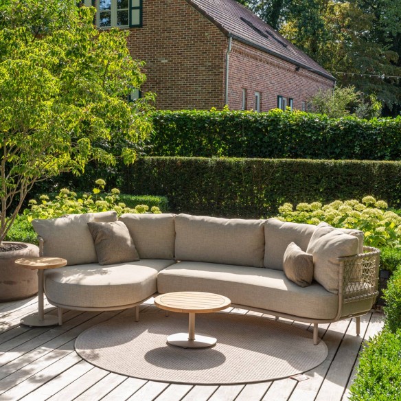 SERENA Lounge Set 5 Seater Aluminium Frame with Round Teak Coffee and Side Tables