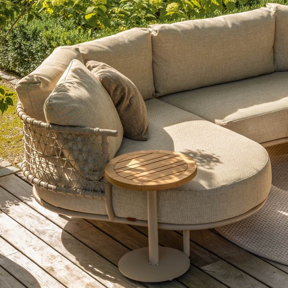SERENA Lounge Set 5 Seater Aluminium Frame with Round Teak Coffee and Side Tables