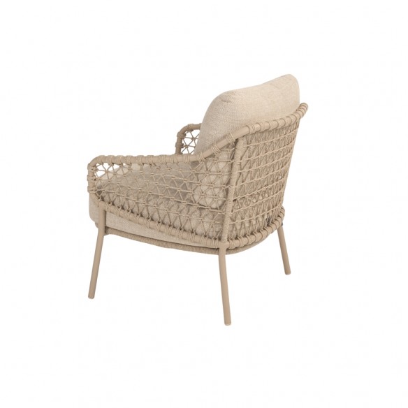 Ensemble Table de jardin NEROLI en aluminium beige sable L250 H69cm avec 6 chaises basses SERENA taupe coussin beige crème