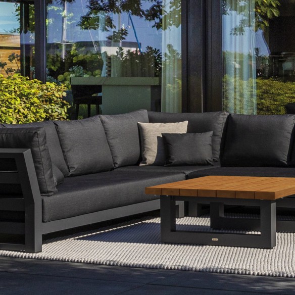 NEVADA GRAPHITE Lounge Set 6 Seater Aluminium Grey with Concrete Look Ceramic Coffee Table