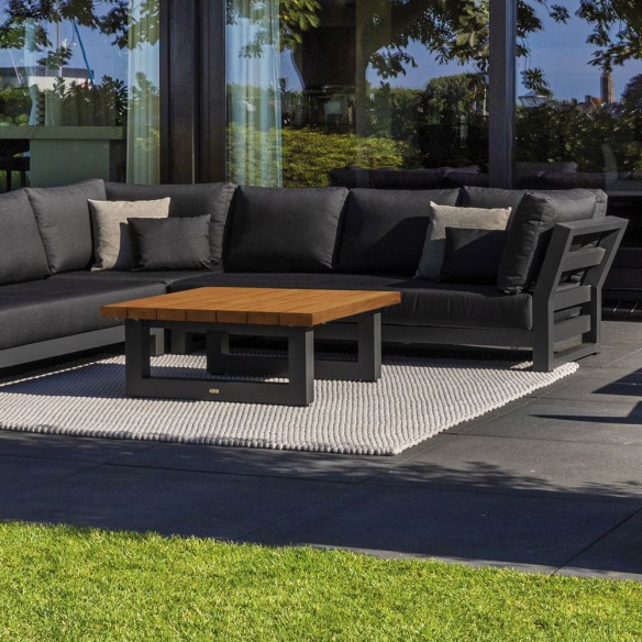 NEVADA GRAPHITE Lounge Set 6 Seater Aluminium Grey with Concrete Look Ceramic Coffee Table