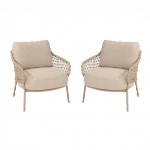 Duo de chaises basses SERENA avec coussins beige crème 2