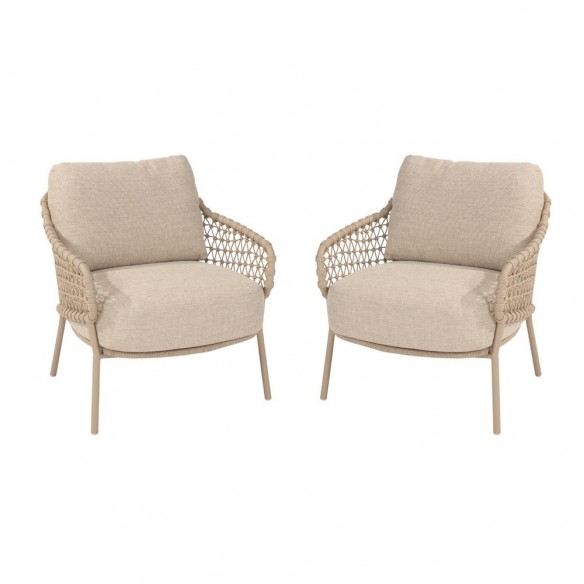 Duo de chaises basses SERENA avec coussins beige crème