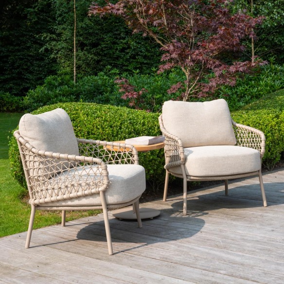 Duo de chaises basses SERENA avec coussins beige crème