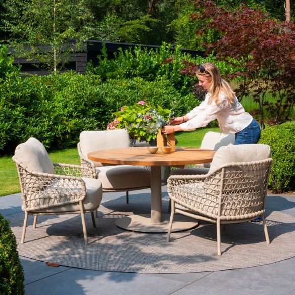 Duo de chaises basses SERENA avec coussins beige crème