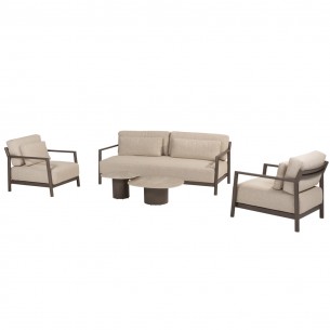 CIELO Lounge Set 5 Seater Aluminium Taupe with Ceramic Coffee Tables 2