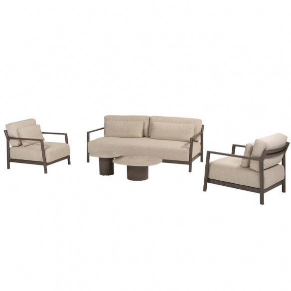 CIELO Lounge Set 5 Seater Aluminium Taupe with Ceramic Coffee Tables