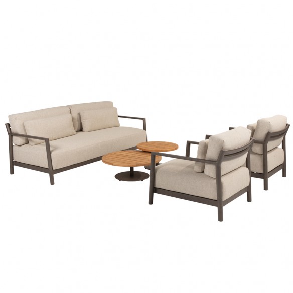 CIELO Lounge Set 5 Seater Aluminium Taupe with Ceramic Coffee Tables