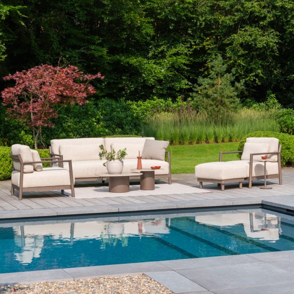 CIELO Lounge Set 5 Seater Aluminium Taupe with Ceramic Coffee Tables