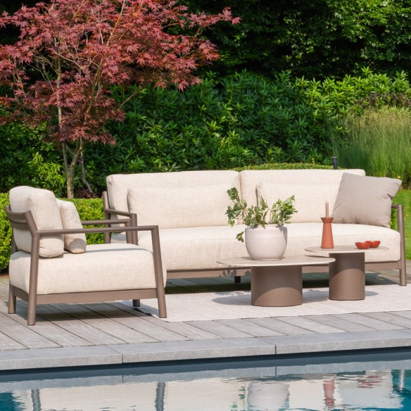 CIELO Lounge Set 5 Seater Aluminium Taupe with Ceramic Coffee Tables