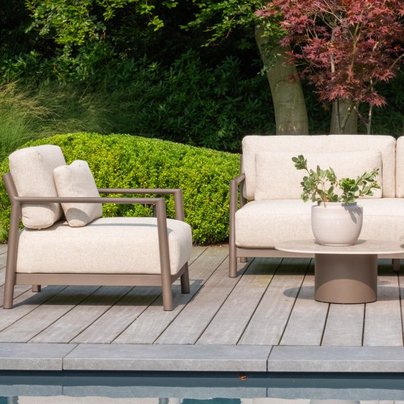 CIELO Lounge Set 5 Seater Aluminium Taupe with Ceramic Coffee Tables