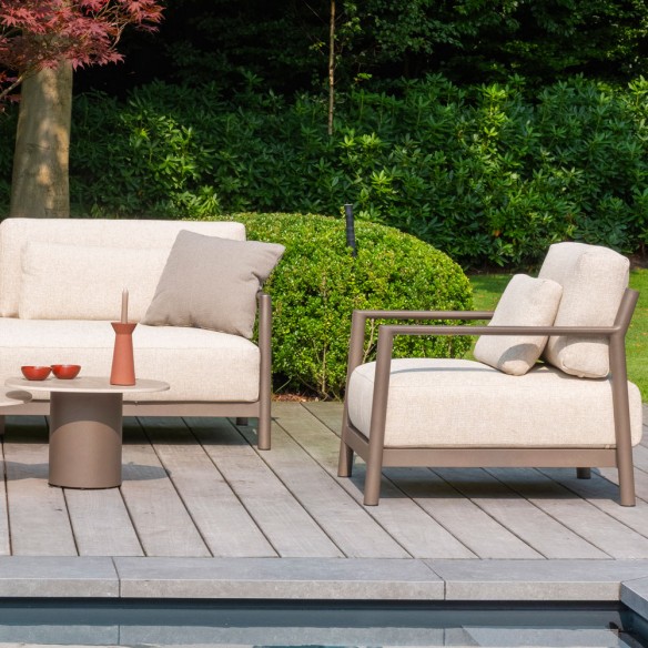 CIELO Lounge Set 5 Seater Aluminium Taupe with Ceramic Coffee Tables