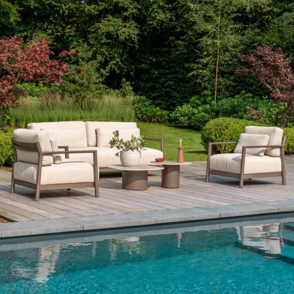 CIELO Lounge Set 5 Seater Aluminium Taupe with Ceramic Coffee Tables