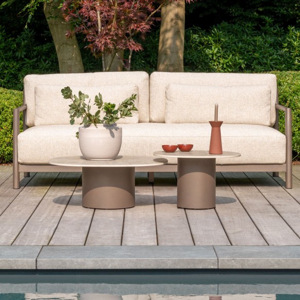 CIELO Lounge Set 5 Seater Aluminium Taupe with Ceramic Coffee Tables