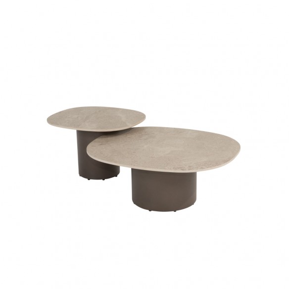 CIELO Lounge Set 5 Seater Aluminium Taupe with Ceramic Coffee Tables