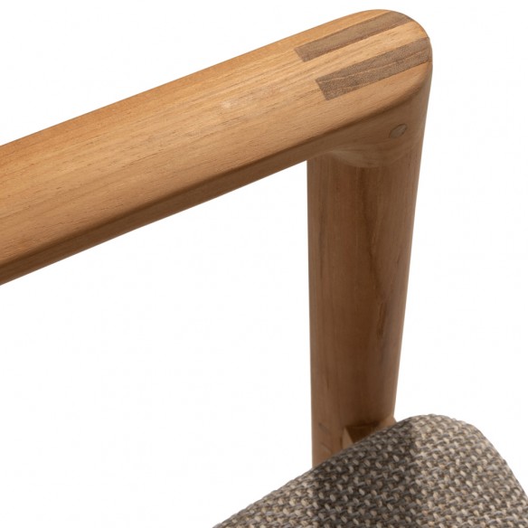 Chaise de jardin LEKO en teck avec coussins beige noisette