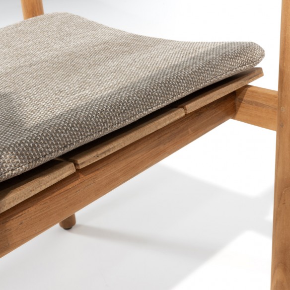 Chaise de jardin LEKO en teck avec coussins beige noisette