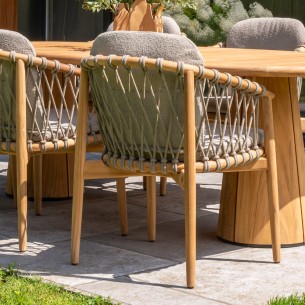 NUMA Outdoor Dining Chair in Teak with Marled Grey Cushions 2