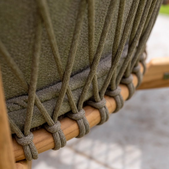 Chaise de jardin NUMA en teck avec coussins gris chiné