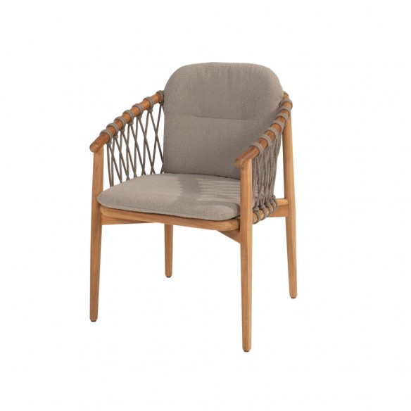 Chaise de jardin NUMA en teck avec coussins gris chiné