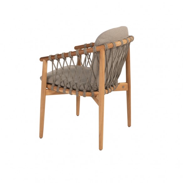 Chaise de jardin NUMA en teck avec coussins gris chiné