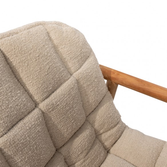 Chaise de jardin SOLANA en teck avec assise ajourée en acier inoxydable et coussin crème