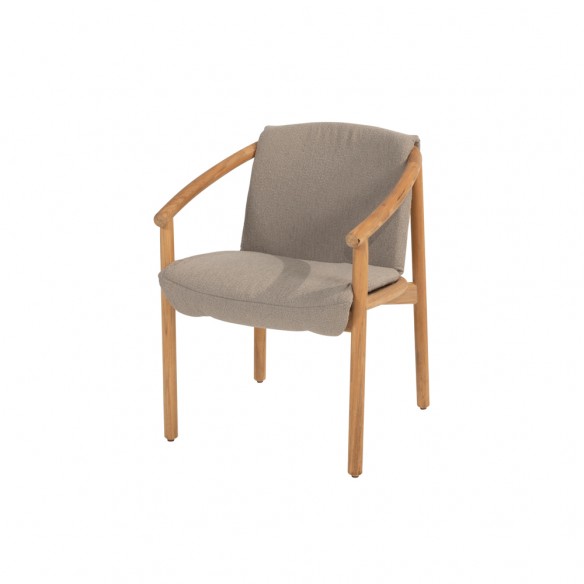Chaise de jardin TANOA en teck avec coussins taupe