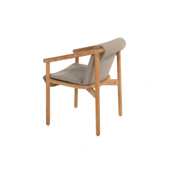 Chaise de jardin TANOA en teck avec coussins taupe