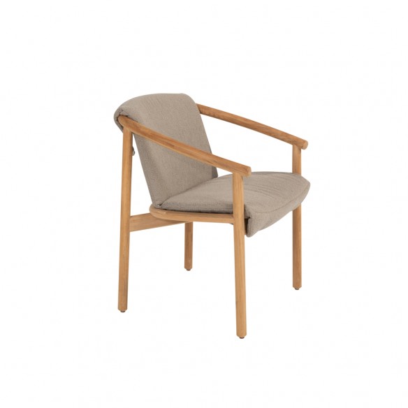 Chaise de jardin TANOA en teck avec coussins taupe