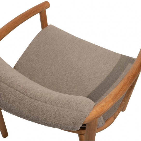 Chaise de jardin TANOA en teck avec coussins taupe