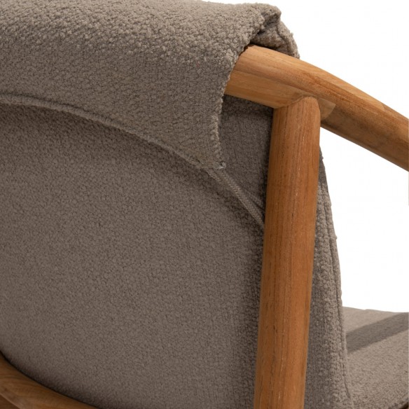 Chaise de jardin TANOA en teck avec coussins taupe