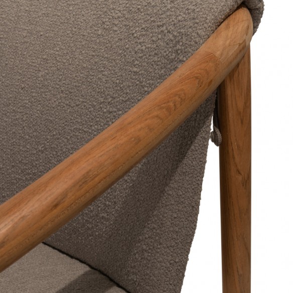 Chaise de jardin TANOA en teck avec coussins taupe