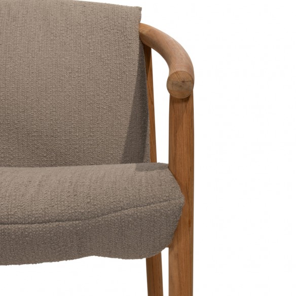 Chaise de jardin TANOA en teck avec coussins taupe