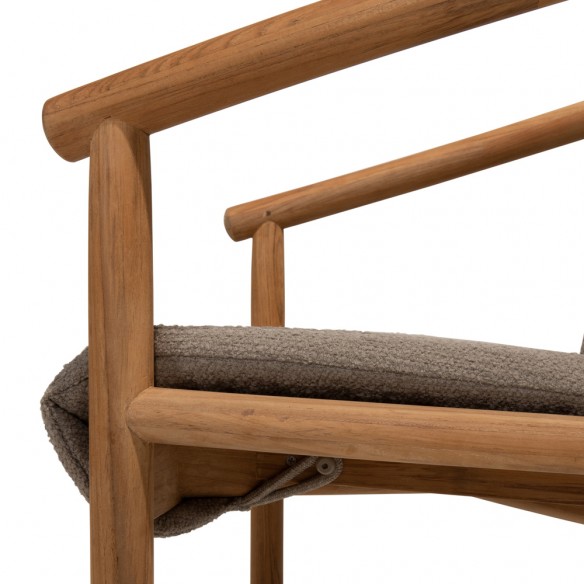 Chaise de jardin TANOA en teck avec coussins taupe
