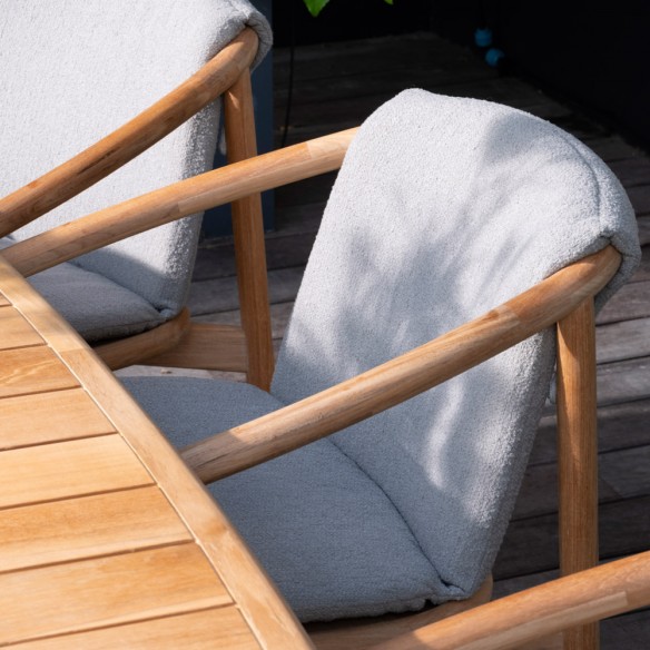 Chaise de jardin TANOA en teck avec coussins taupe