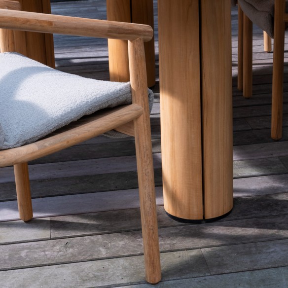 Chaise de jardin TANOA en teck avec coussins taupe